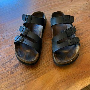 Black leather 3 strap Betula by Birkenstock sandals   size 7.5